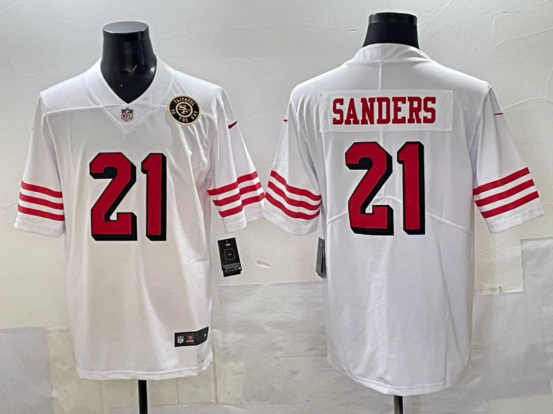 Men San Francisco 49ers #21 Sanders White Throwback Nike Limited NFL 2025 Jersey style 05